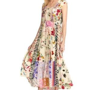 JOHNNY WAS COSMO LOLA DRESS SILK FLORAL PATCHWORK MIXED PRINT *NO SLIP* NWT SMAL